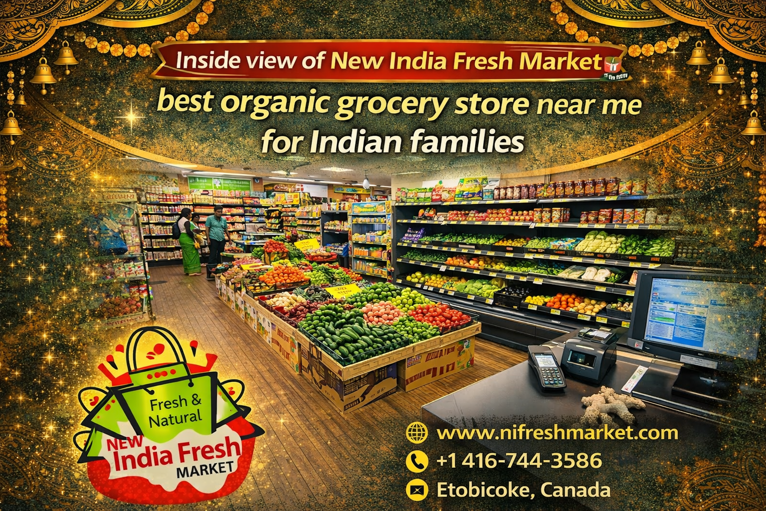Fresh organic vegetables and fruits at New India Fresh Market — South Indian grocery store near me